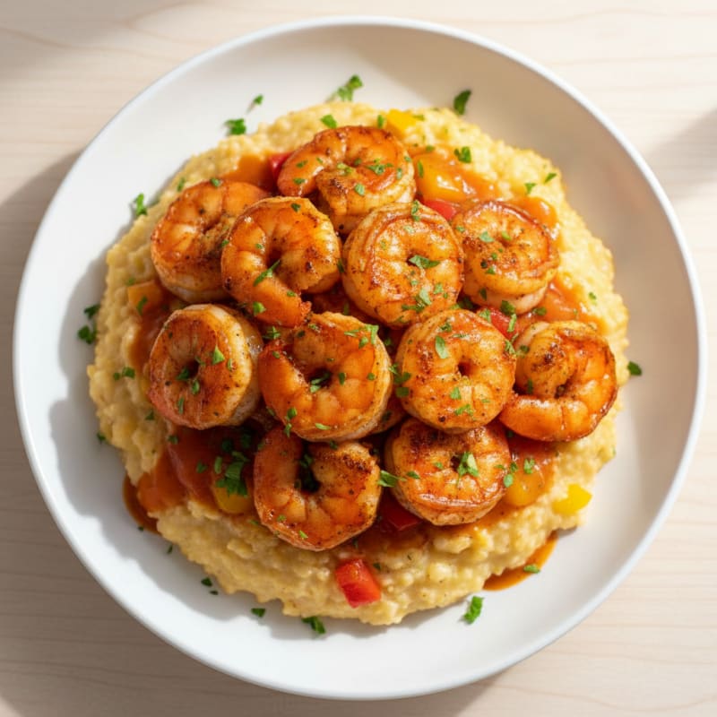 Zesty Cajun Shrimp and Creamy Grits