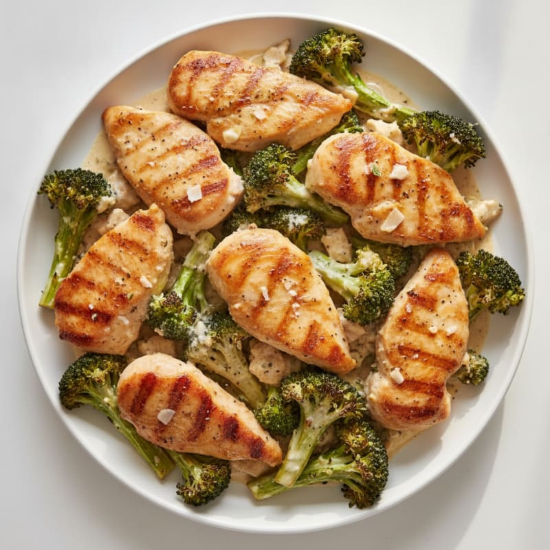 Baked Chicken Alfredo with Roasted Broccoli