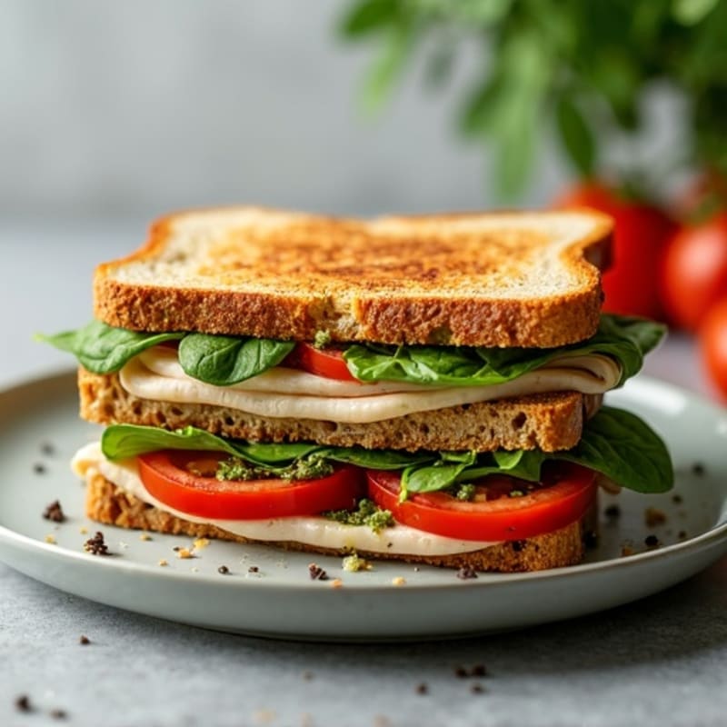 Crispy Grilled Turkey Pesto Sandwich