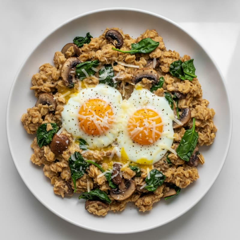 Baked Eggs with Savory Oatmeal