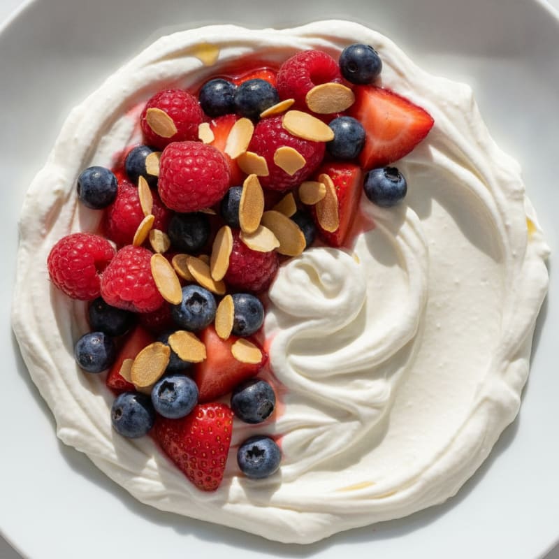Creamy Greek Yogurt Protein Bowl with Mixed Berries and Almonds
