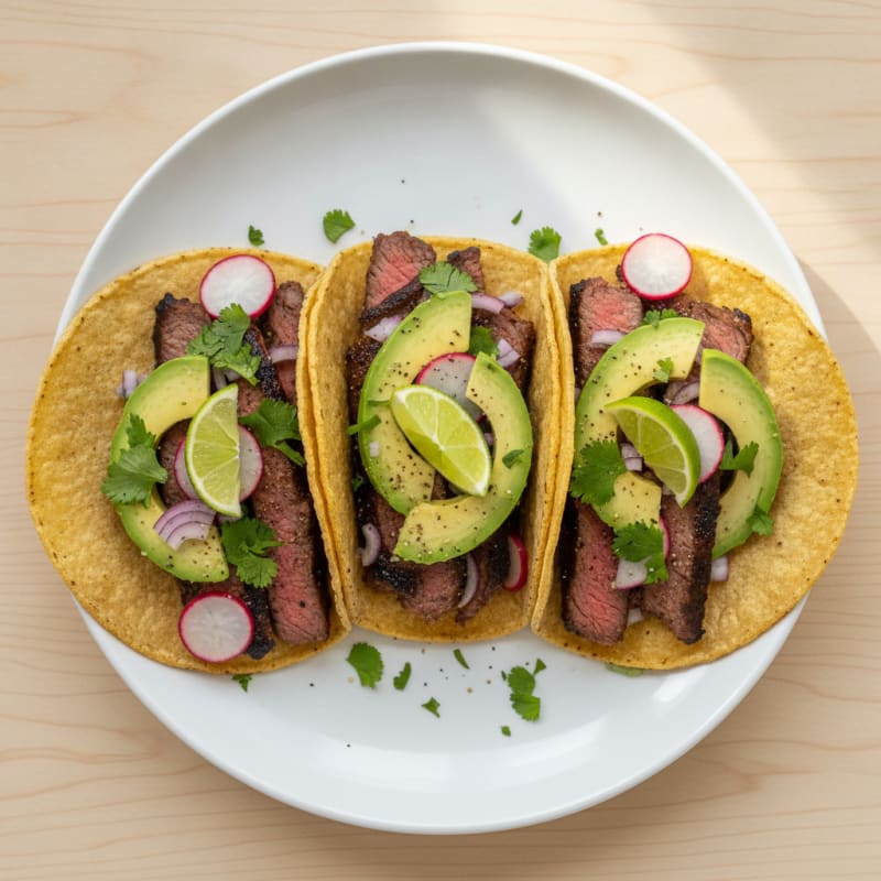 Carne Asada Steak Tacos with Avocado