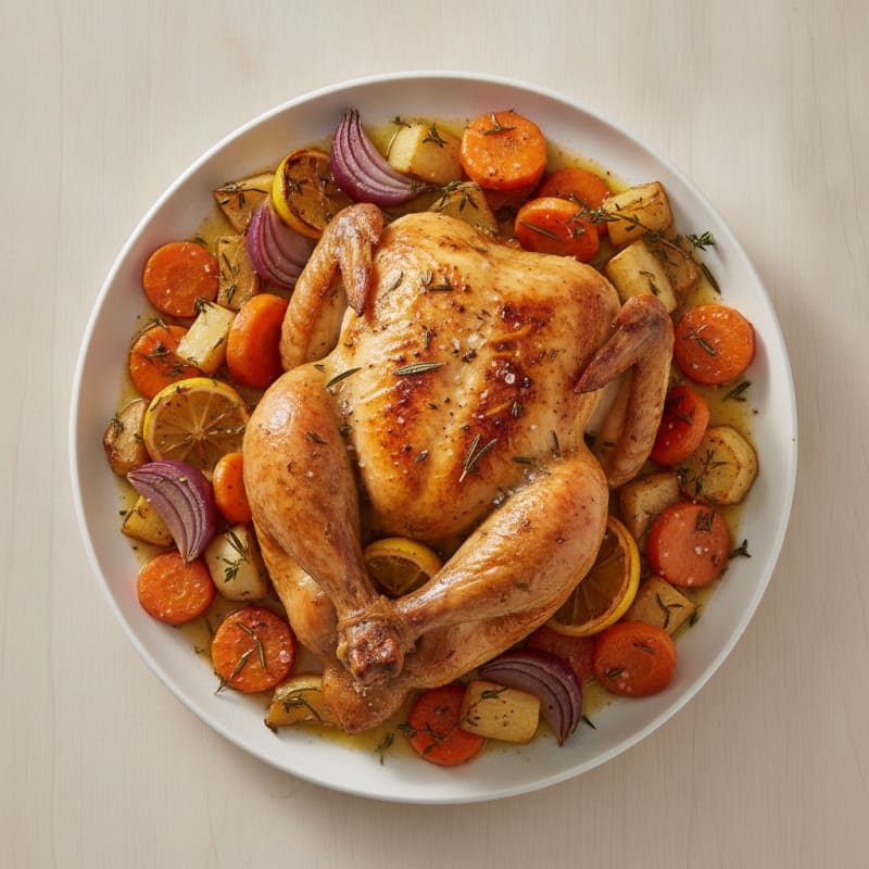 Herb-Roasted Whole Chicken with Root Vegetables
