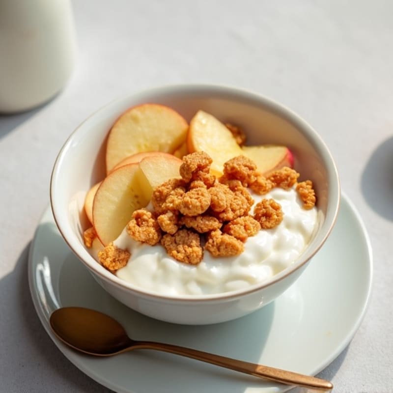 Cottage Cheese and Oikos Yogurt Bowl with Catalina Crunch and Apple