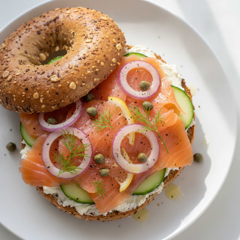 Smoked Salmon Bagel with Cream Cheese