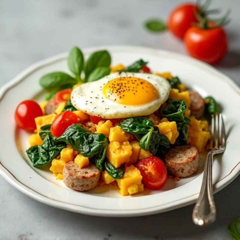 Egg White and Turkey Sausage Scramble with Spinach
