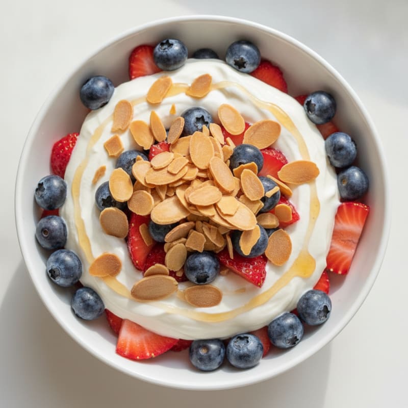 Greek Yogurt Protein Parfait with Berries and Almonds