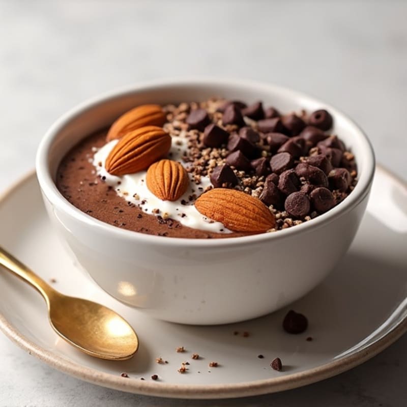 Creamy Dark Chocolate Almond Protein Bowl with Crunchy Cacao Nibs