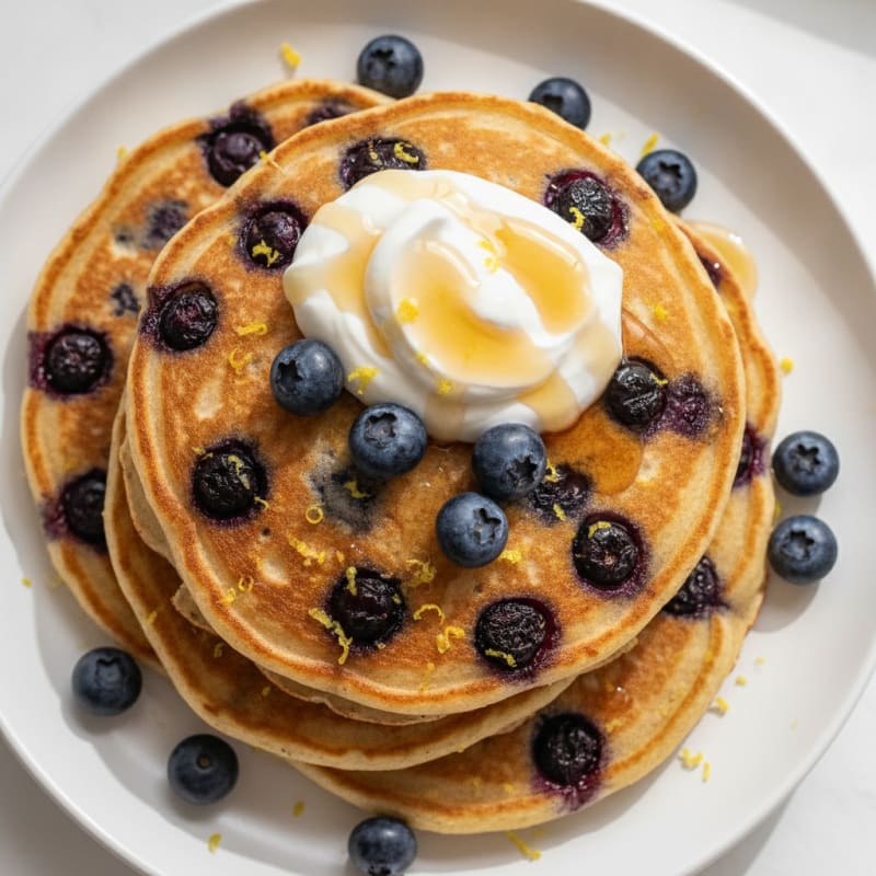 Blueberry Ricotta Pancakes with Lemon Zest