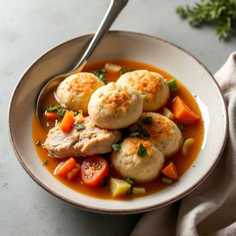 Hearty Chicken and Vegetable Stew with Fluffy Whole Wheat Dumplings