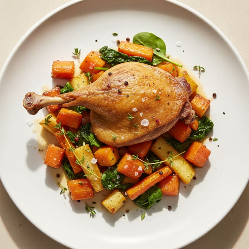 Duck Confit with Roasted Root Vegetables