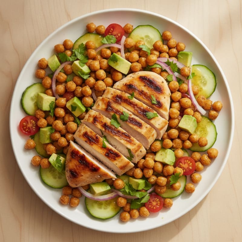 Grilled Chicken Breast with Crunchy Chickpea Salad