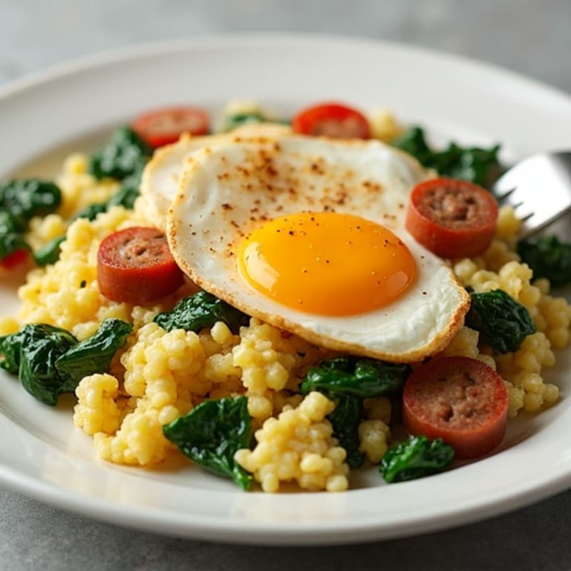 Fluffy Sausage-Spinach Breakfast Scramble