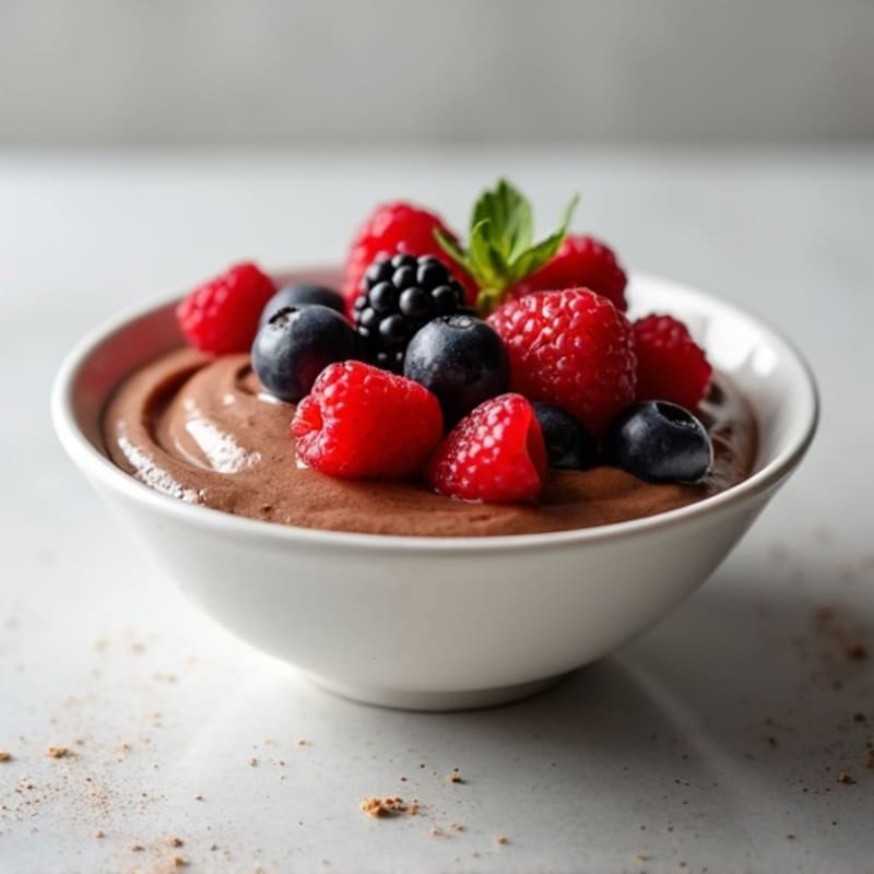 Silky Chocolate Protein Yogurt Bowl with Fresh Berries