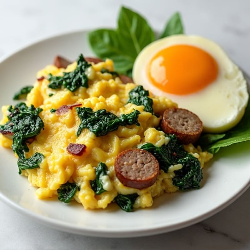 Egg White Scramble with Spinach and Turkey Sausage