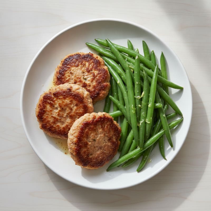 Seared Turkey Patties with Steamed Green Beans