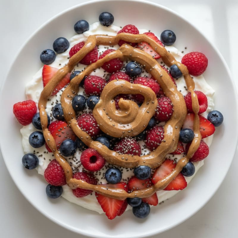 Greek Yogurt Parfait with Mixed Berries and Almond Butter