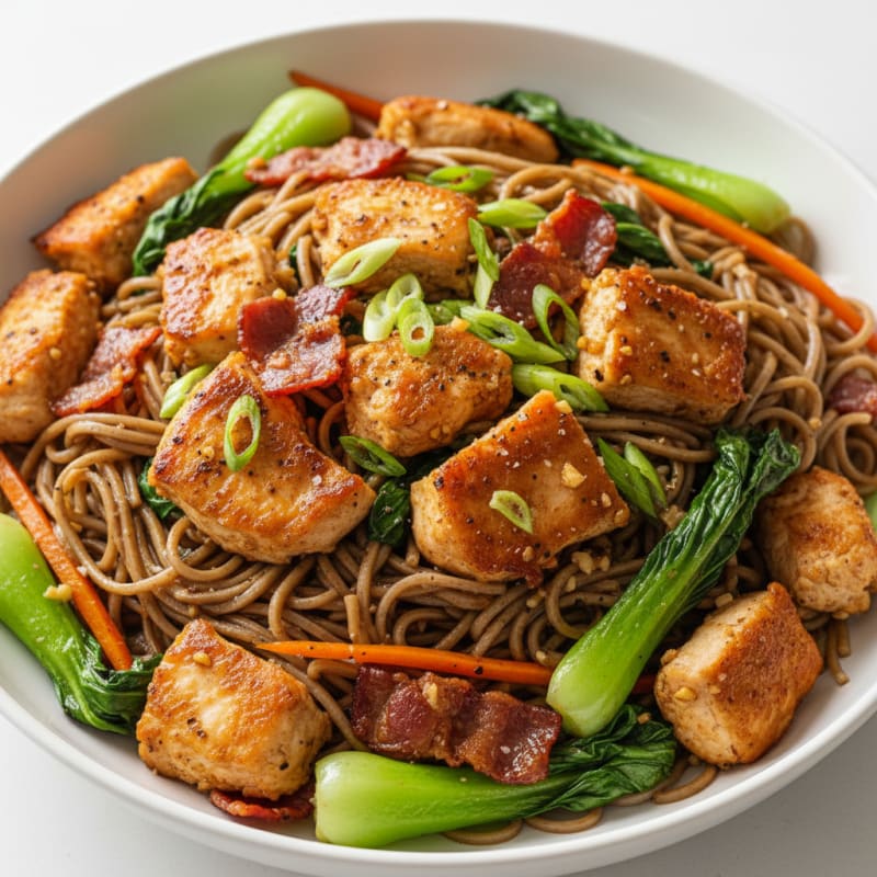 Crispy Chicken and Bacon Noodle Bowl