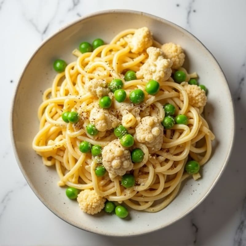 Creamy Cashew Cauliflower Alfredo with Chickpea Pasta