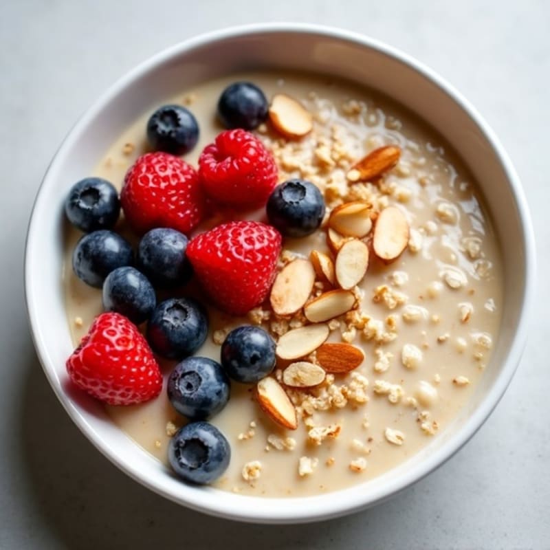 Creamy Protein Oatmeal with Fresh Berries and Toasted Nuts