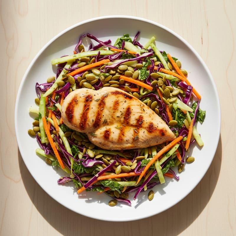 Grilled Chicken Breast with Crunchy Cabbage Slaw