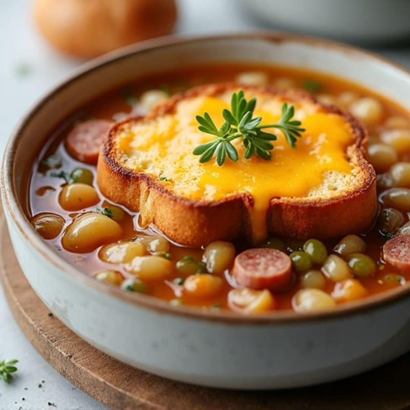 Savory Caramelized Onion Soup with Crispy Cheesy Toast
