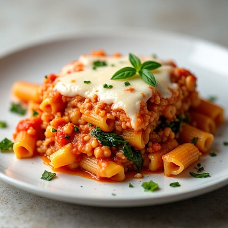 Healthy Baked Ziti with Lean Ground Turkey and Spinach
