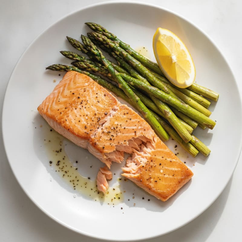 Pan-Seared Salmon with Roasted Asparagus
