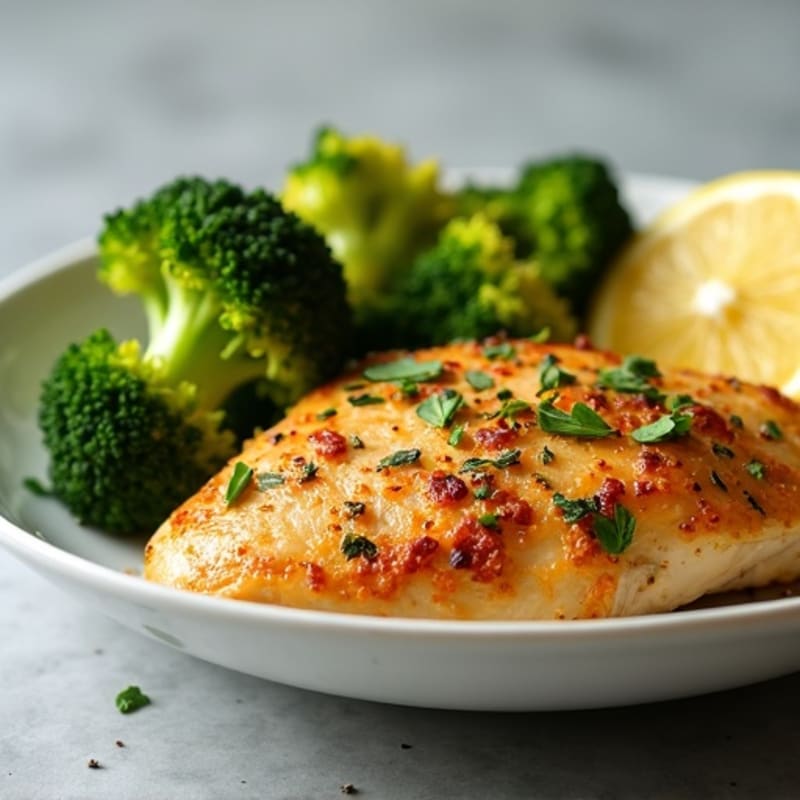 Lemon-Garlic Pan-Seared Chicken with Crispy Roasted Broccoli