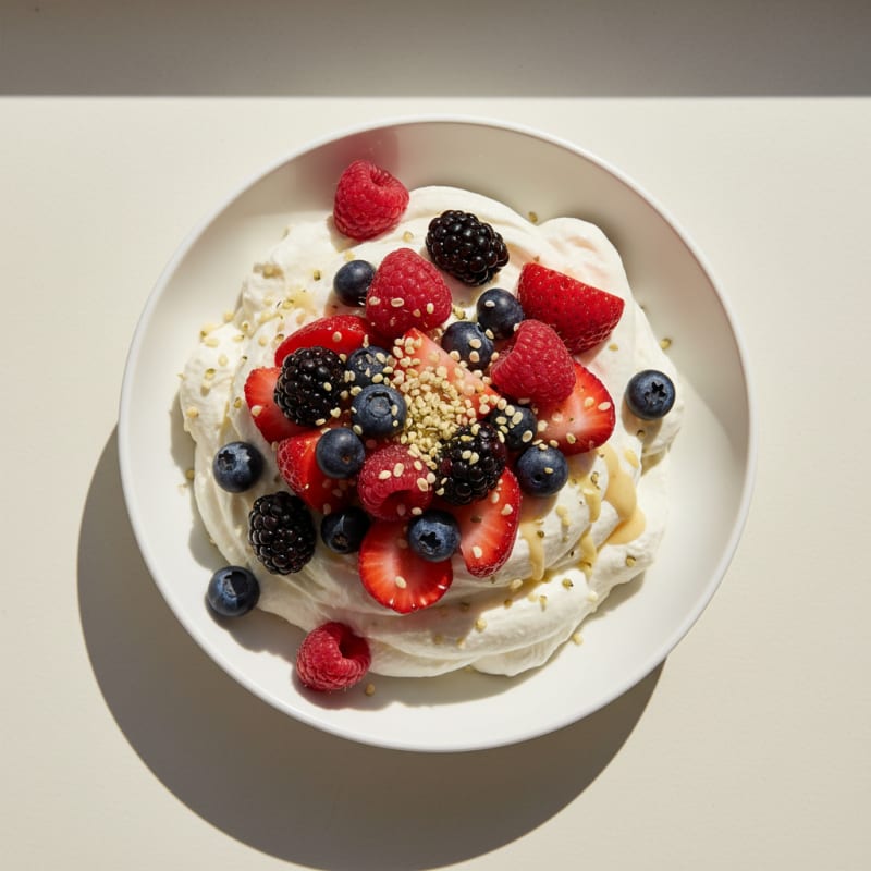 Greek Yogurt Protein Mousse with Mixed Berries