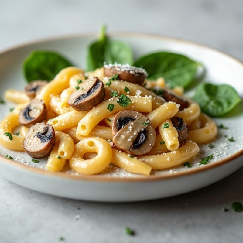 Creamy Garlic-Truffle Mushroom Protein Pasta