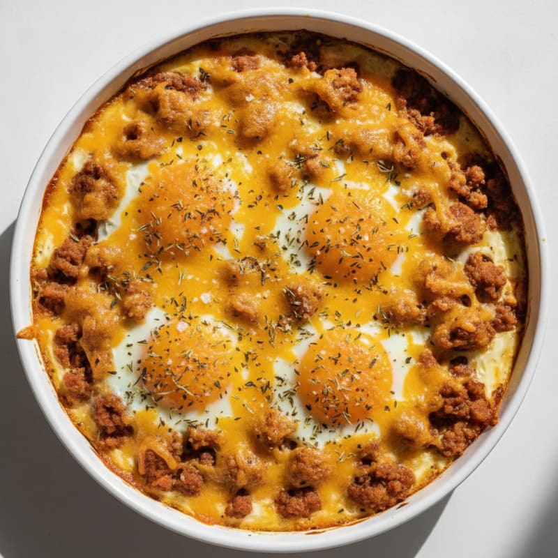 Cheesy Baked Eggs with Savory Herbs