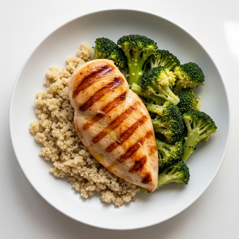Grilled Chicken Breast with Quinoa and Steamed Broccoli