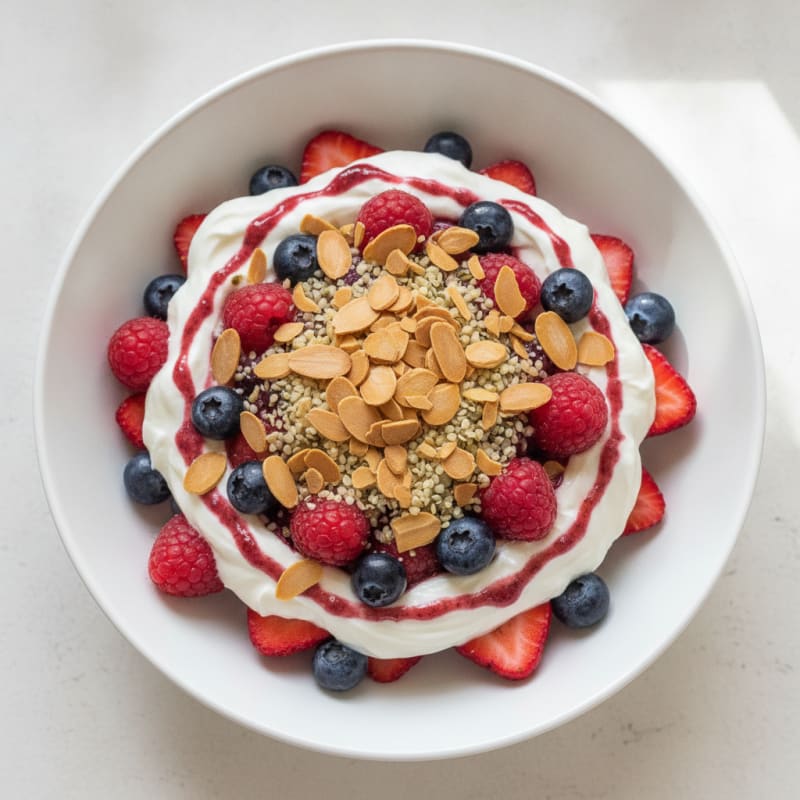 Greek Yogurt Protein Parfait with Mixed Berries