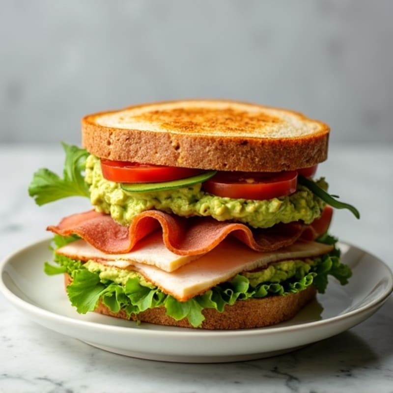 Stacked Turkey Club with Fresh Avocado Spread