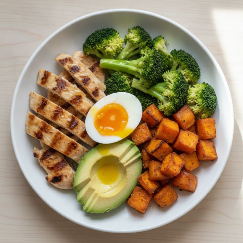 Grilled Chicken and Roasted Sweet Potato Power Bowl