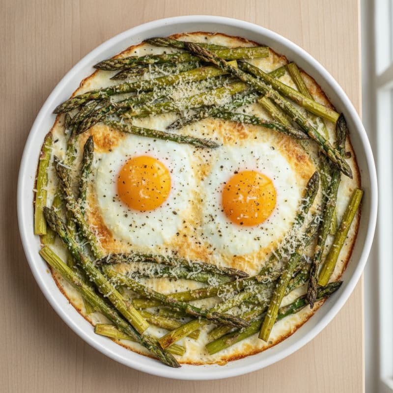 Baked Eggs with Roasted Asparagus