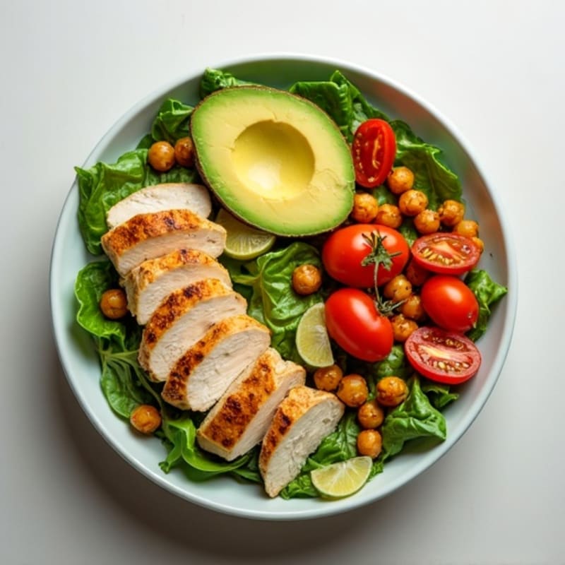 Crispy Avocado and Grilled Chicken Salad Bowl
