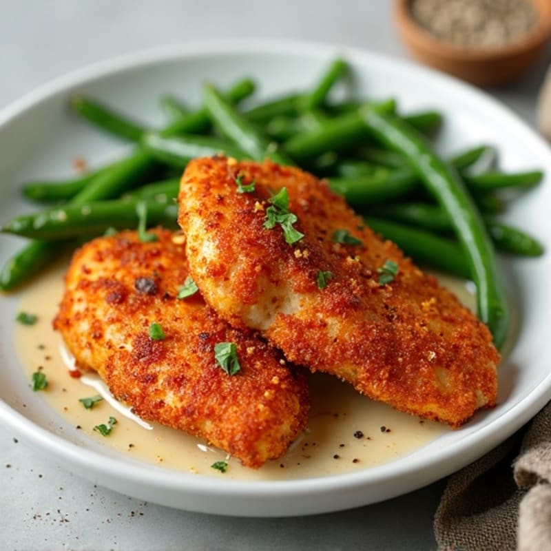 Crispy Paprika Chicken with Roasted Green Beans