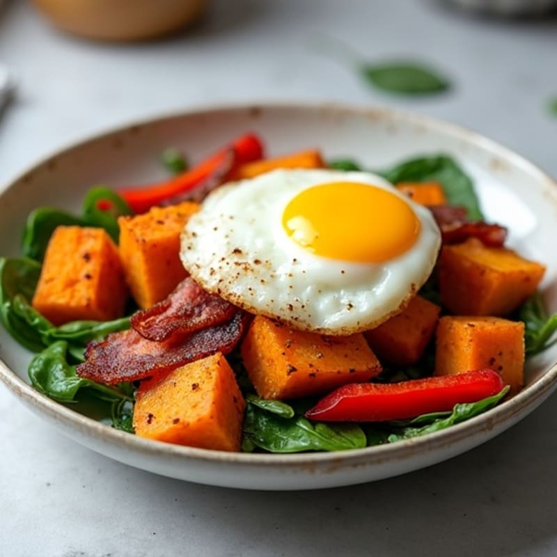 Energizing Sweet Potato Hash with Sunny Eggs