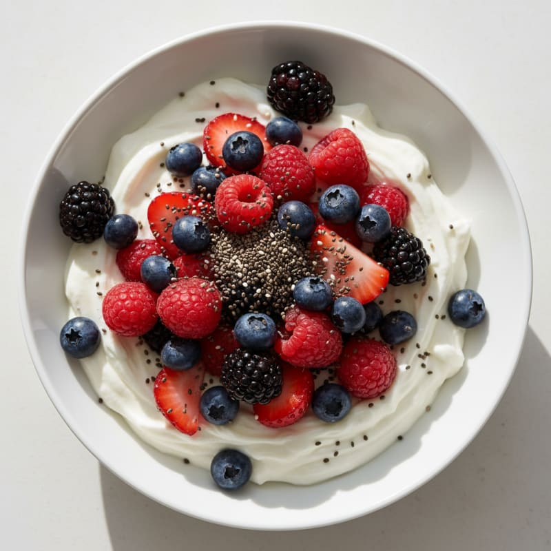 Creamy Greek Yogurt Bowl with Mixed Berries and Protein Powder
