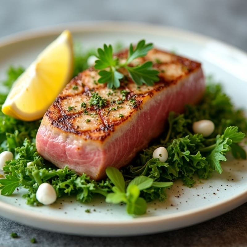 Pan-Seared Tuna with Fresh Greens and Lemon-Herb Vinaigrette