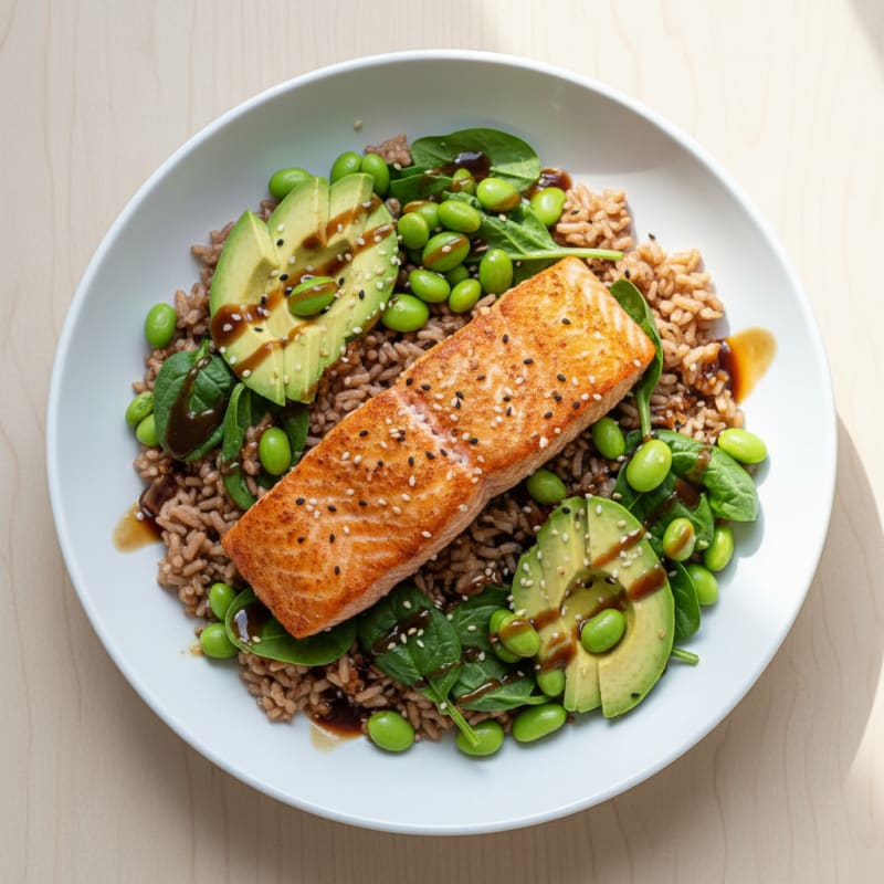 Golden Pan-Seared Salmon Rice Bowl