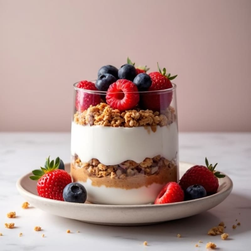 Greek Yogurt Parfait with Mixed Berries and Almond Butter