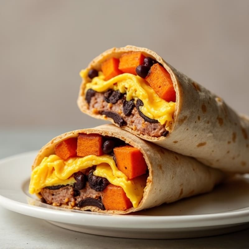 Protein-Packed Sweet Potato Black Bean Breakfast Burrito