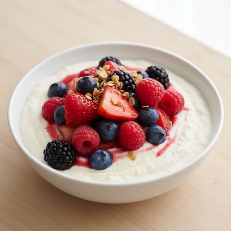 Cottage Cheese Protein Pudding with Mixed Berries