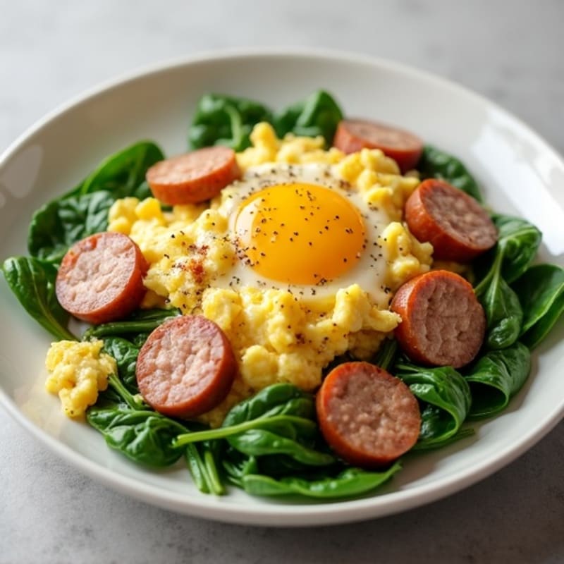 Egg White and Turkey Sausage Scramble with Spinach
