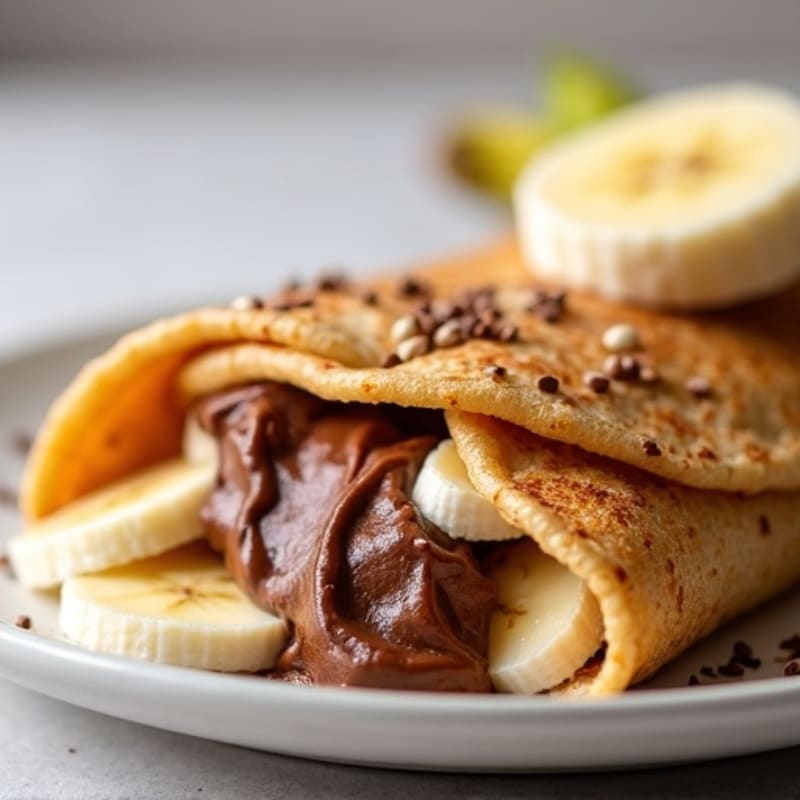 Banana Stuffed Whole Wheat Crepes with Healthy Chocolate Hazelnut Spread