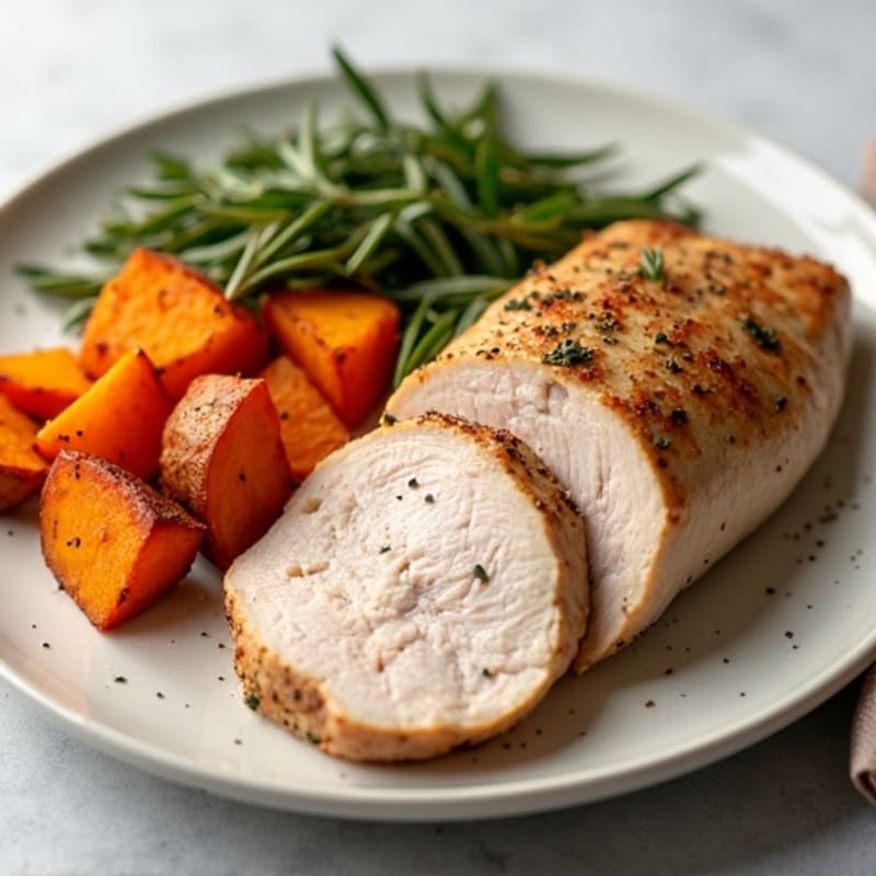 Herb-Roasted Turkey Breast with Garlic Sweet Potatoes