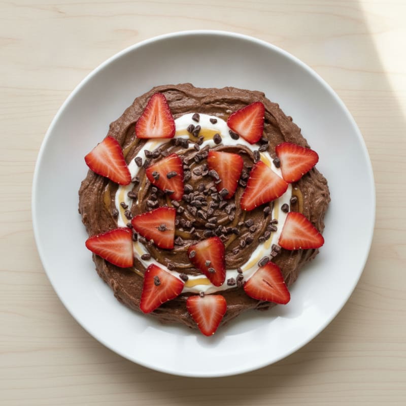 Chocolate Protein Mousse with Sliced Strawberries